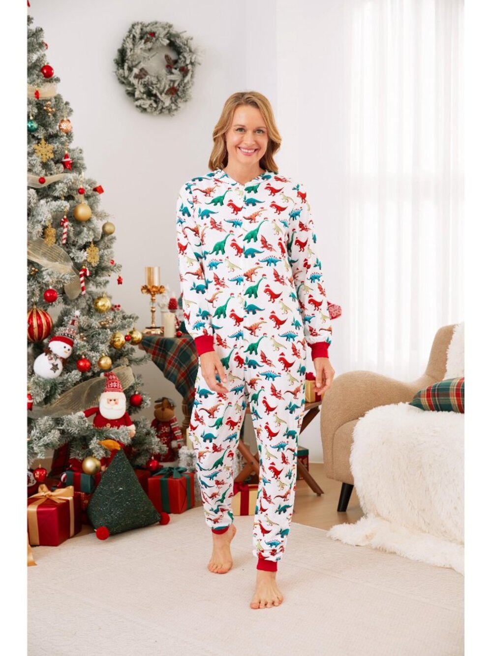 NEW PatPat Women's Pajamas Matching Family Christmas Pajamas Dinosaur XL